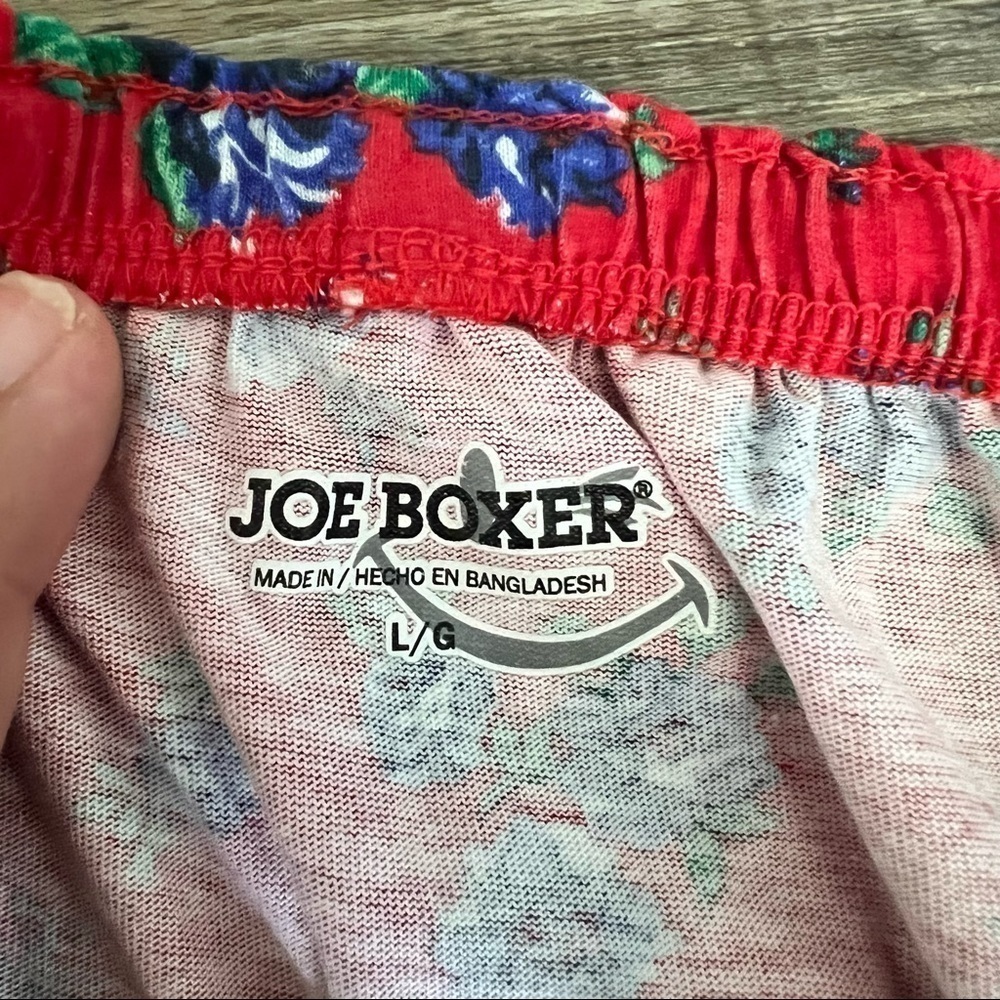 Joe Boxer Off the Shoulder Red w/ Purple Flowers Bohemian Short Sleeve Top Large - Picture 3 of 3